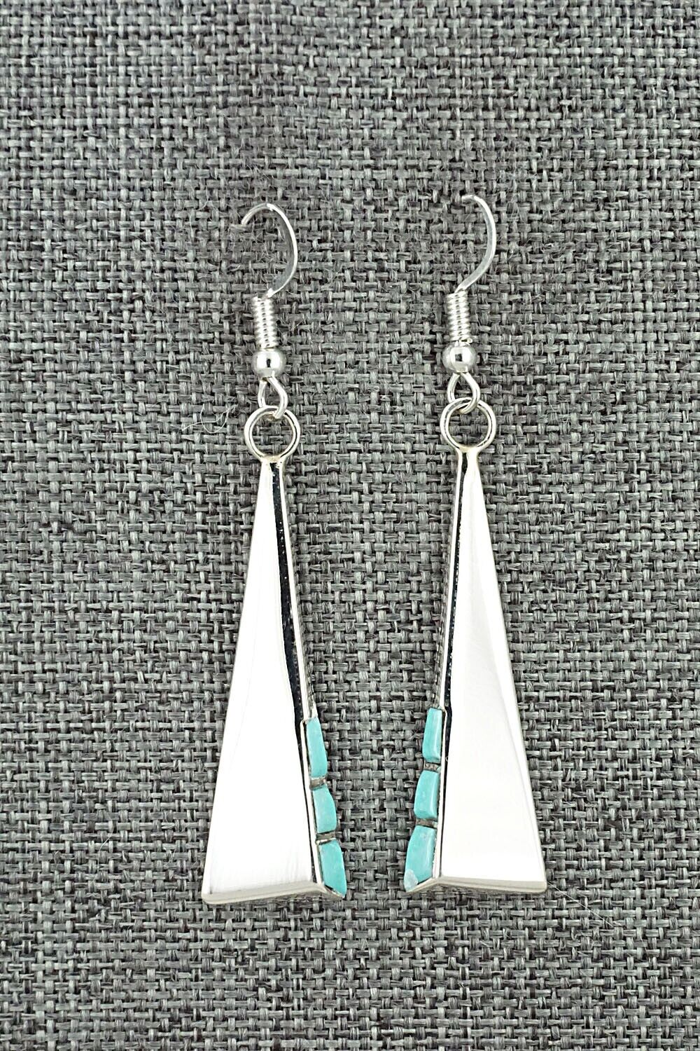 Turquoise and Sterling Silver Earrings - Leonard Jim
