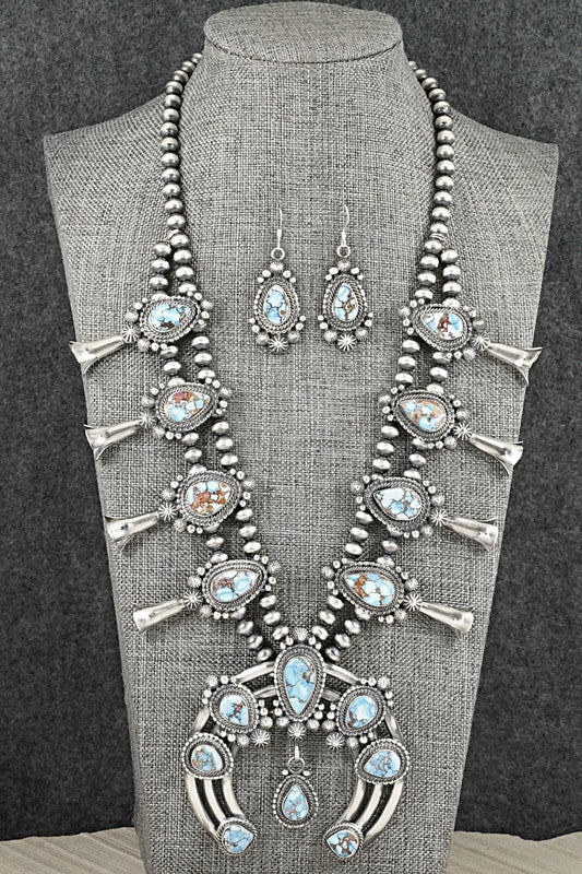 Turquoise & Sterling Silver Squash Blossom Set - Tom Lewis