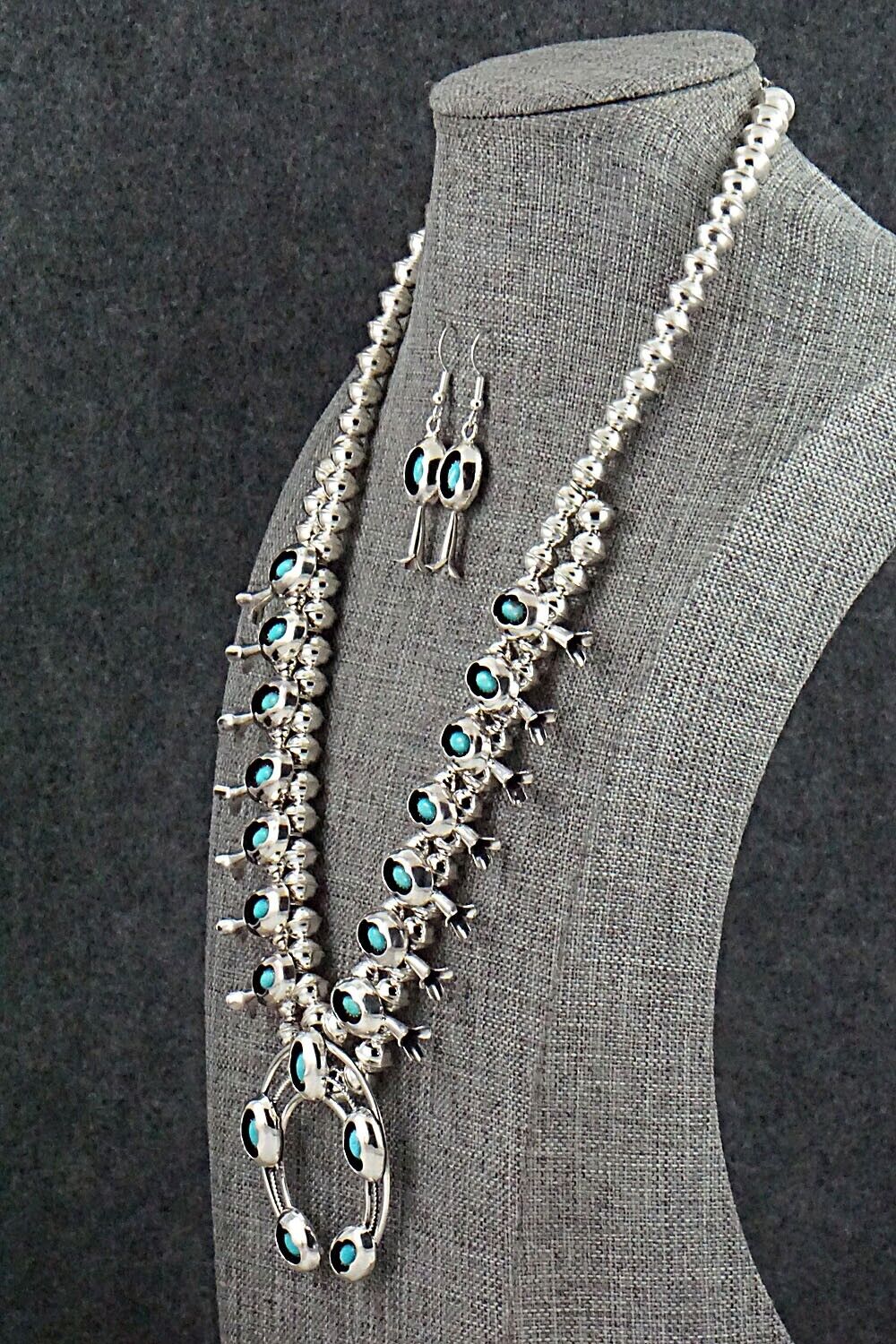 Turquoise & Sterling Silver Squash Blossom Set - Phil Garcia