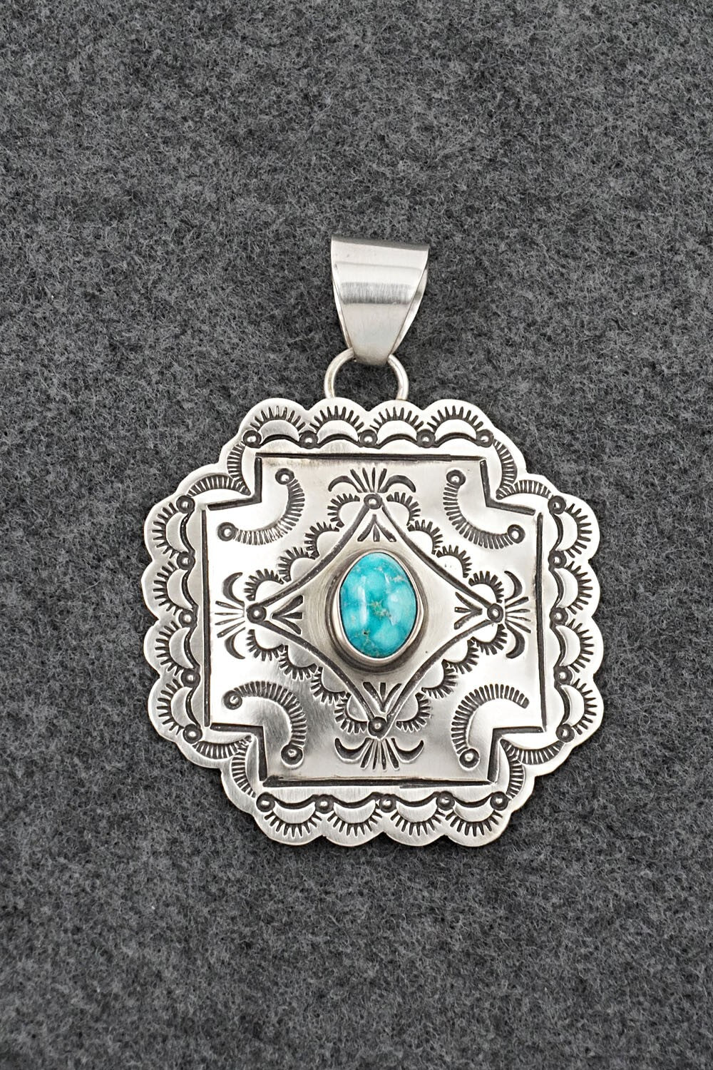 Turquoise & Sterling Silver Pendant - Arnold Blackgoat