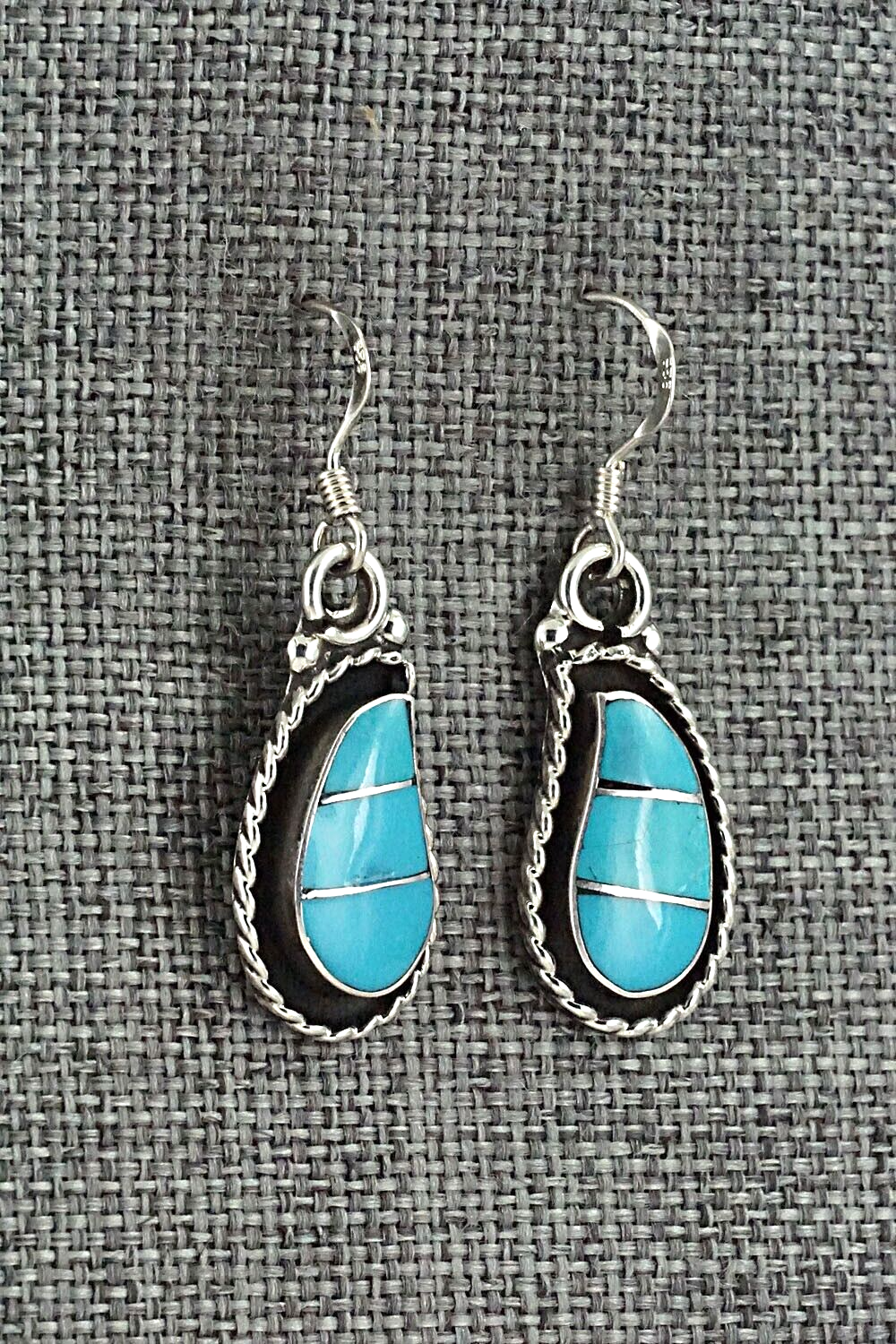 Turquoise & Sterling Silver Inlay Earrings - Susie Lowsayatee