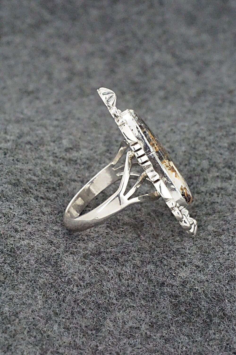 White Buffalo & Sterling Silver Ring - Daniel Benally - Size 8
