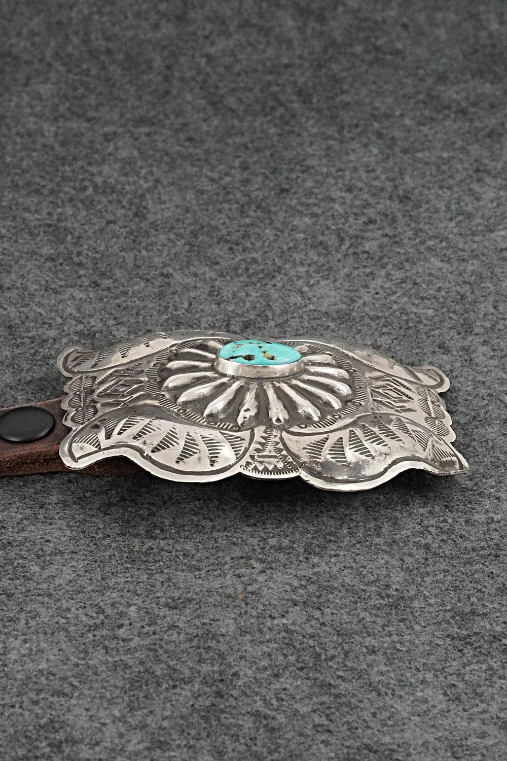 Turquoise, Sterling Silver & Leather Concho Belt - Marilyn Ramone