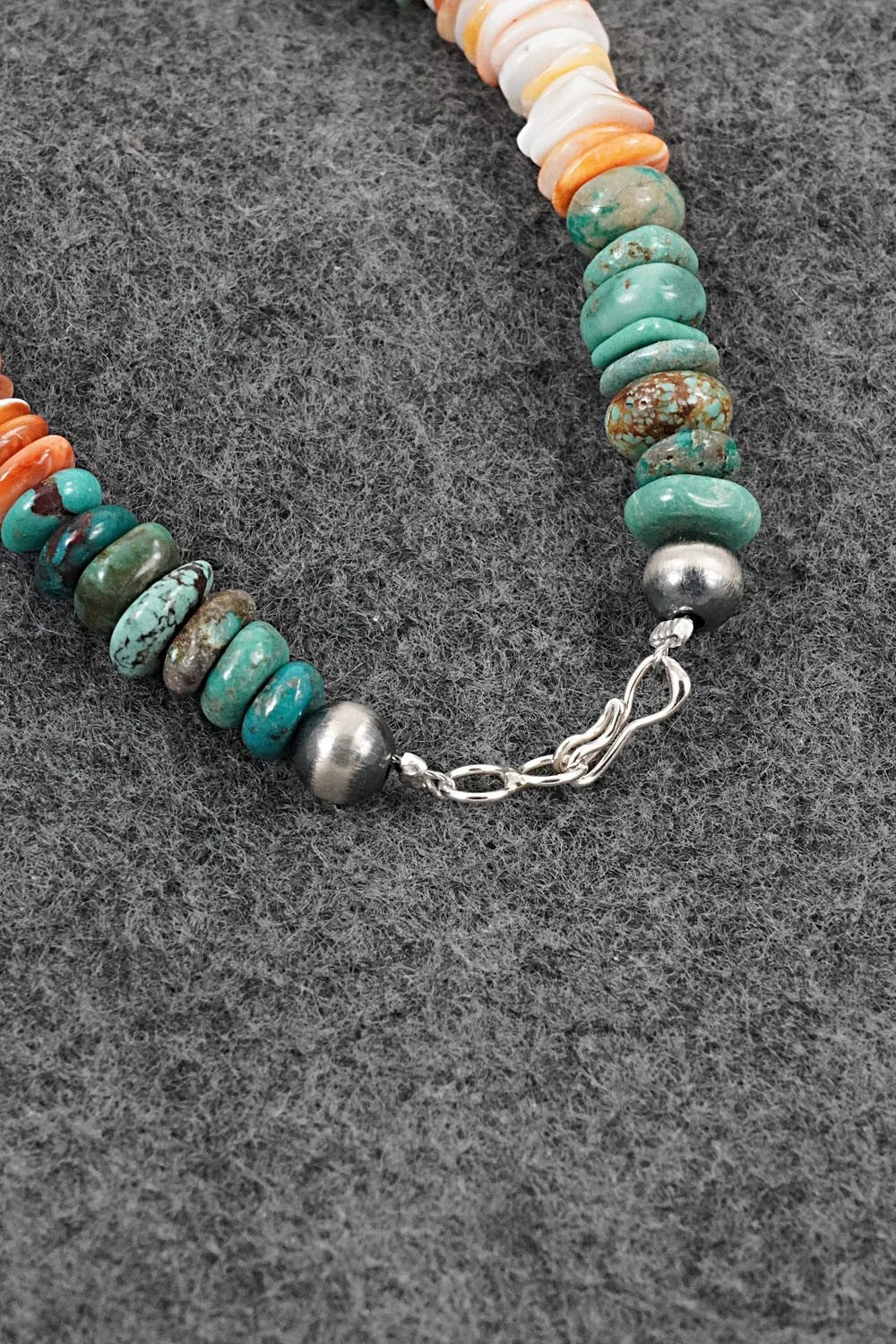 Turquoise, Spiny Oyster & Sterling Silver Bracelet - Doreen Jake