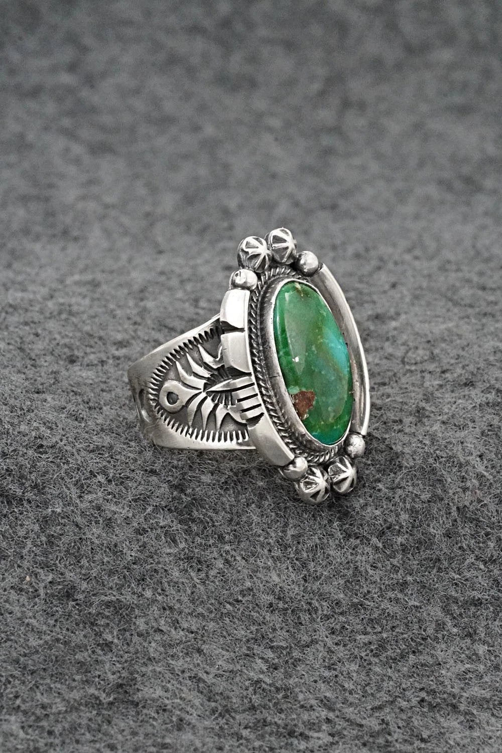Turquoise & Sterling Silver Ring - Samuel Yellowhair - Size 8