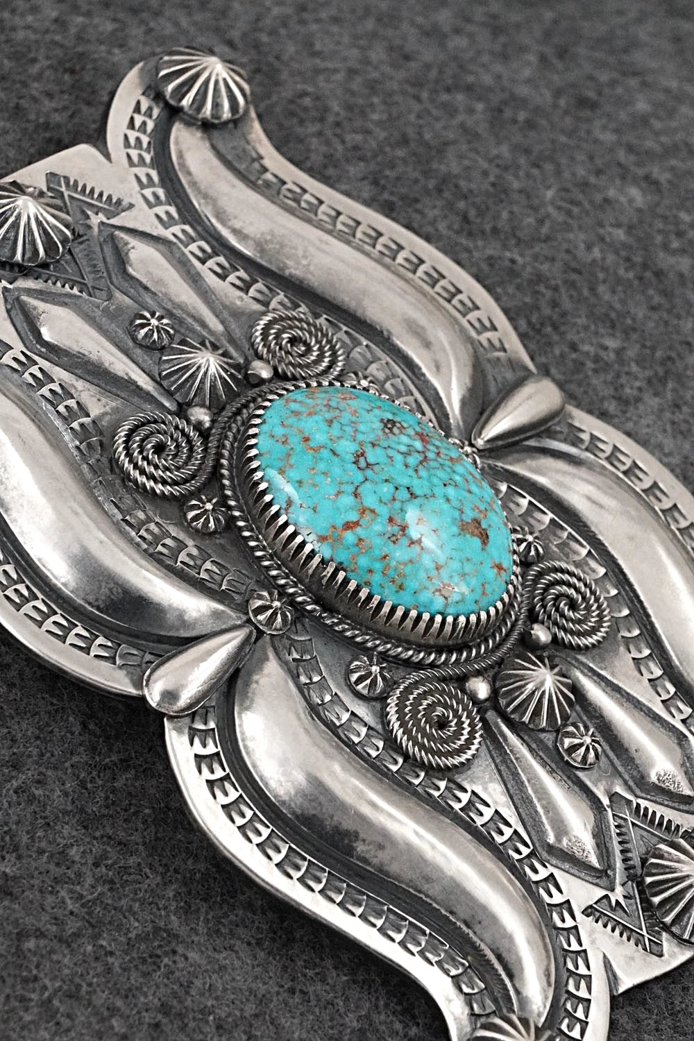 Turquoise & Sterling Silver Belt Buckle - Delbert Gordon