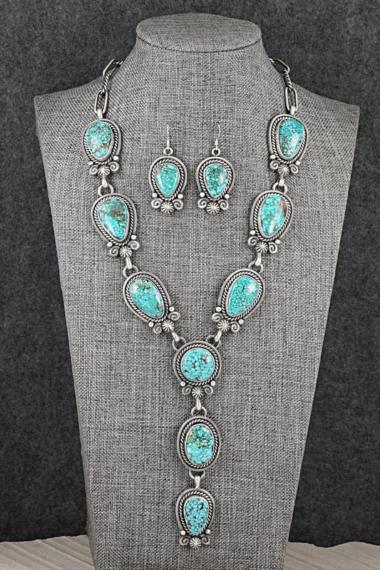 Turquoise & Sterling Silver Necklace and Earrings Set - Rosita Calladitto