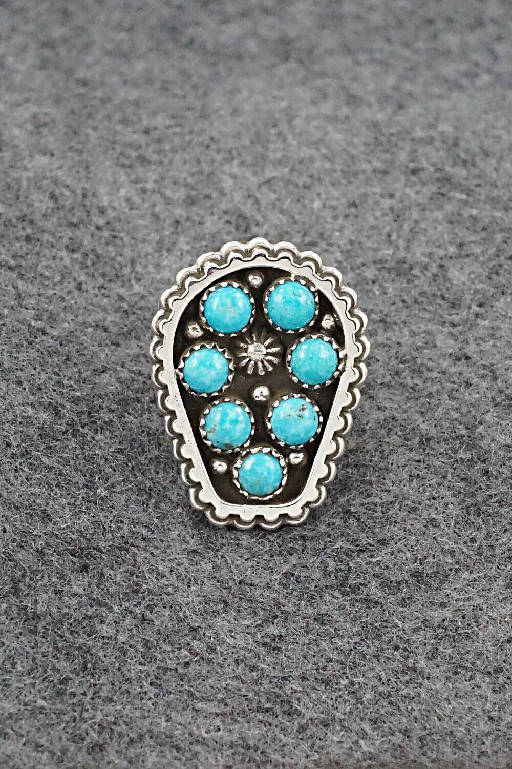 Turquoise & Sterling Silver Ring - Kenny Lonjose - Size 7