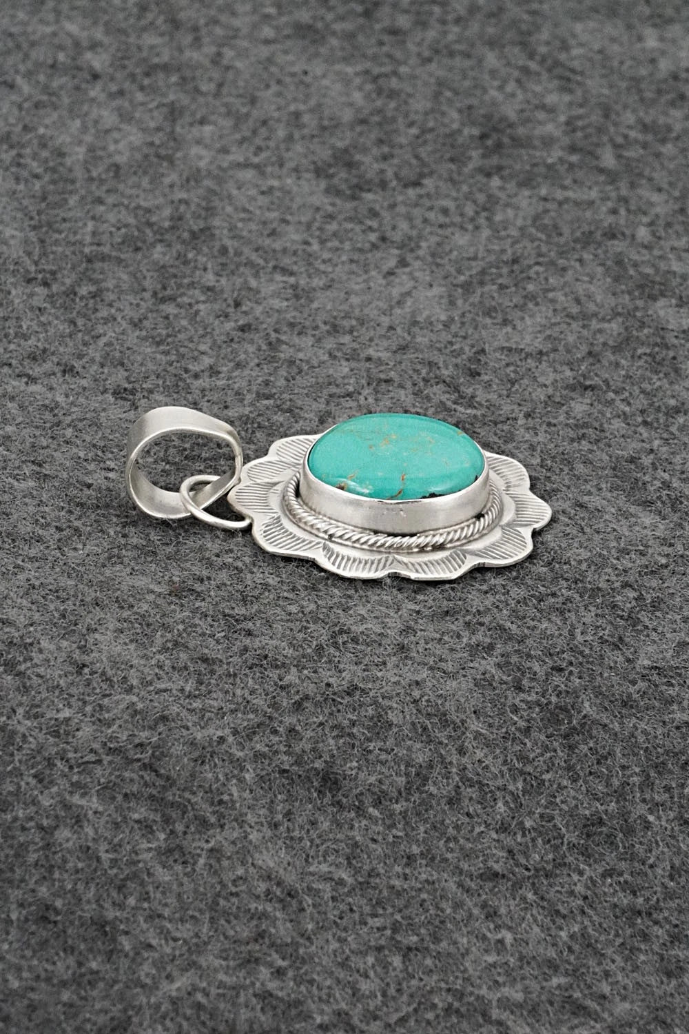 Turquoise & Sterling Silver Pendant - Cordell Platero