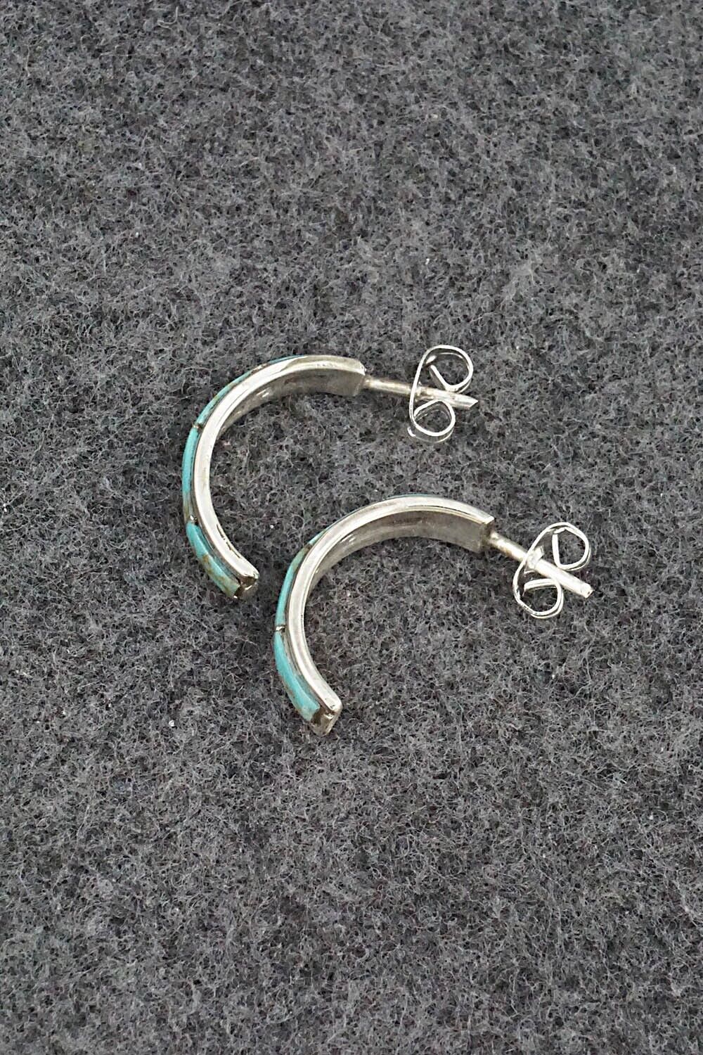 Turquoise & Sterling Silver Hoop Earrings - Alton Tom