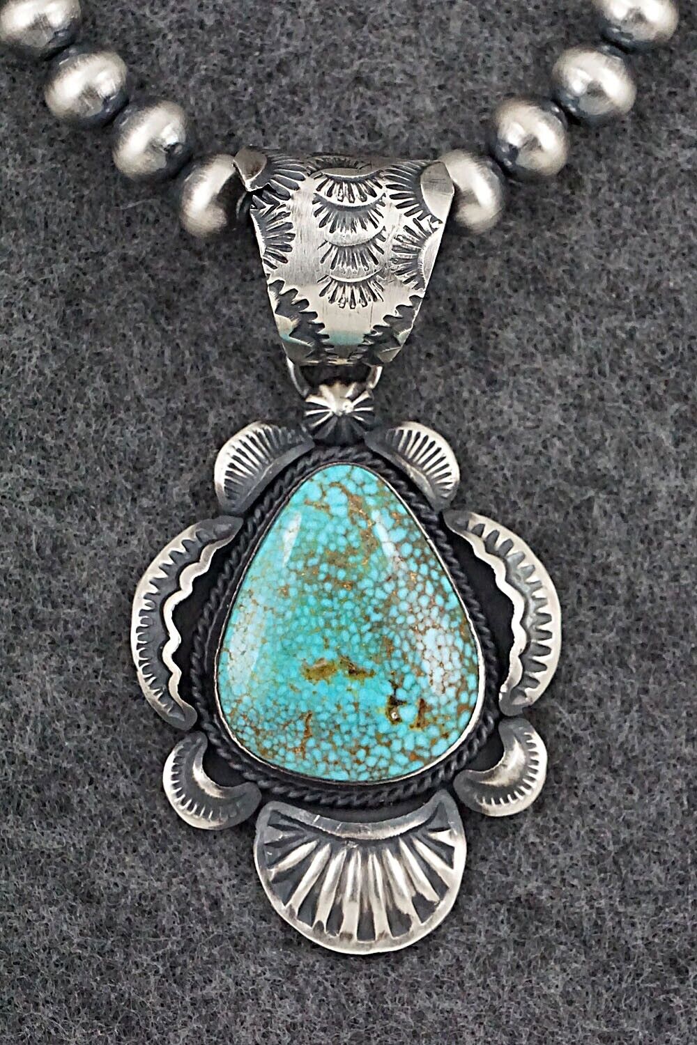 Turquoise and Sterling Silver Necklace - Gilbert Tom