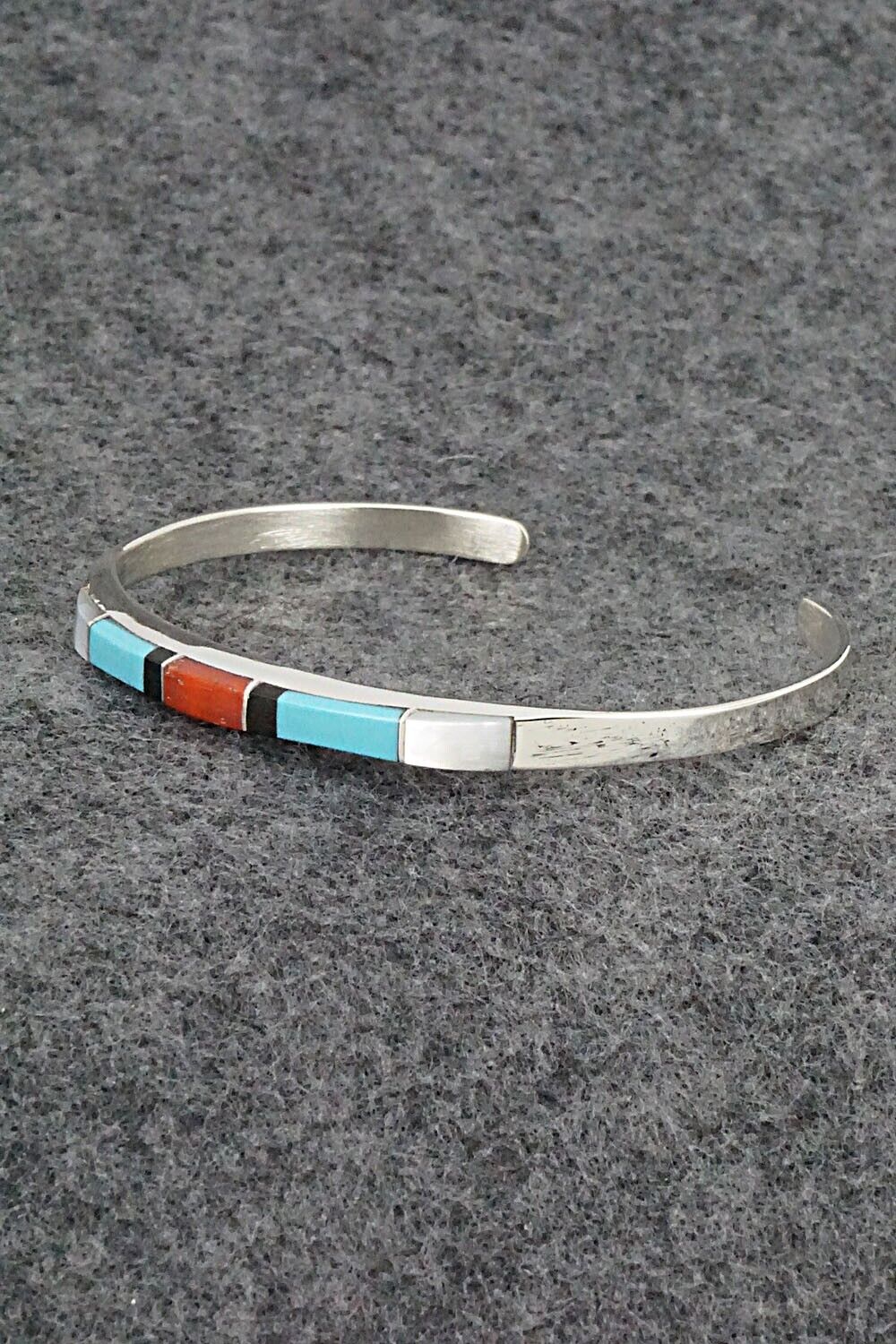 Multi Stone & Sterling Silver Inlay Bracelet - Phyllis Albert