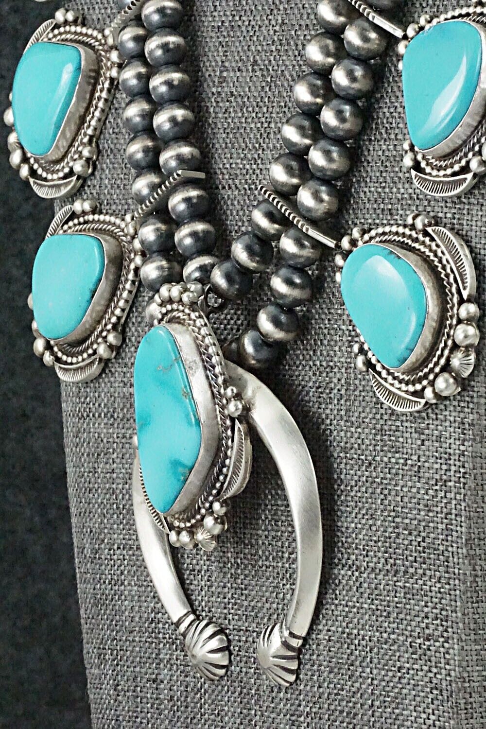Turquoise & Sterling Silver Squash Blossom Set - Tom Lewis