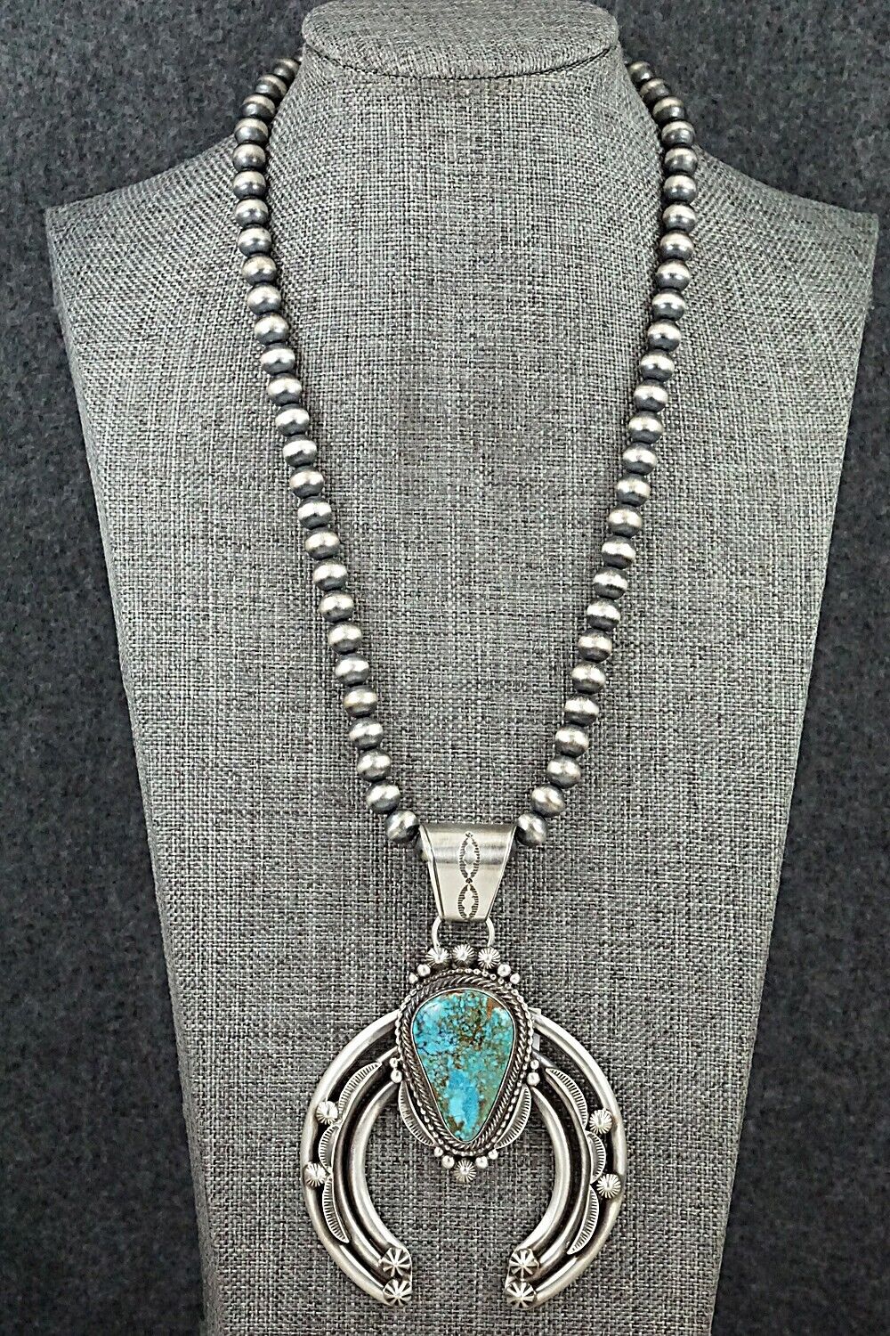 Turquoise & Sterling Silver Necklace - Tom Lewis