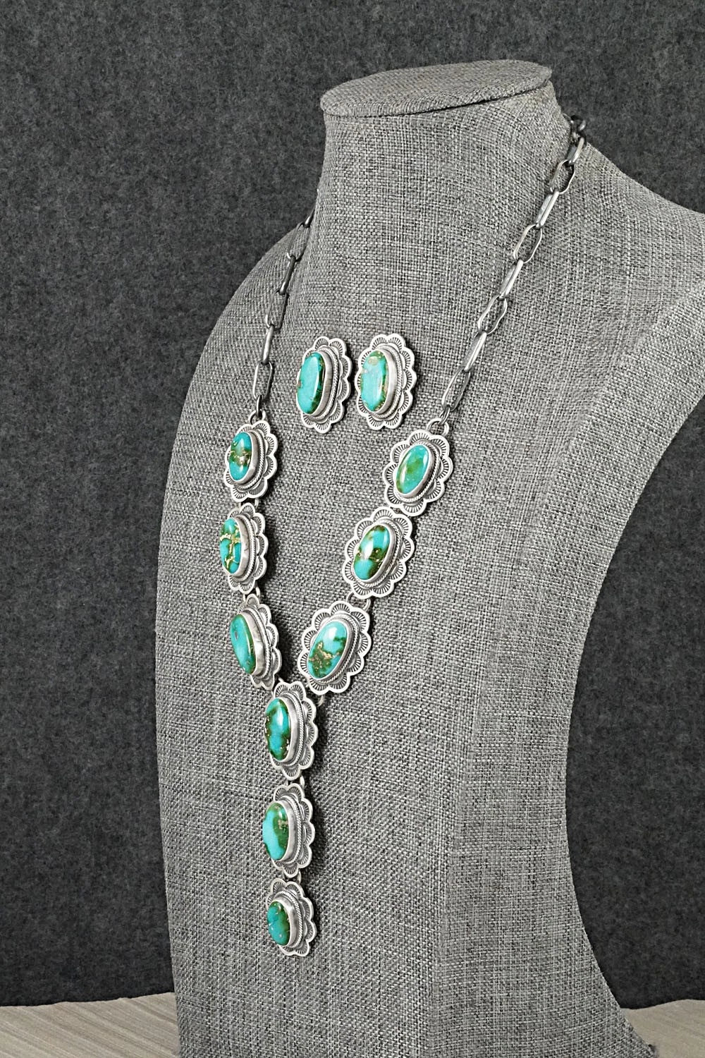 Turquoise & Sterling Silver Necklace and Earrings Set - Randy Boyd