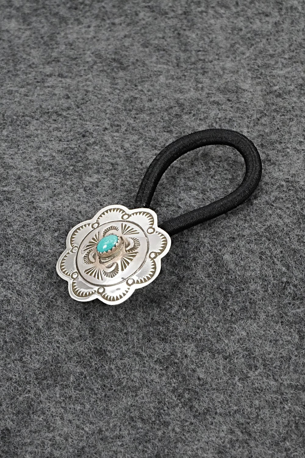 Turquoise & Sterling Silver Hair Tie - Bertha Begay