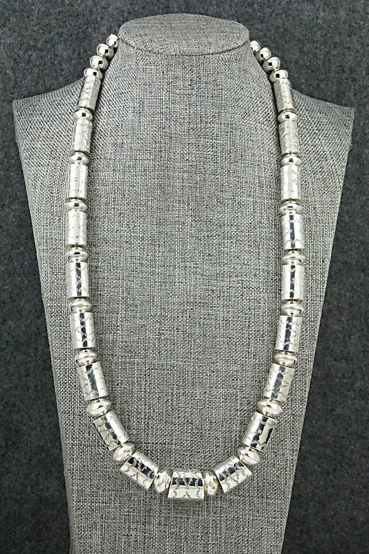 Sterling Silver Navajo Pearl Necklace 29" - Jeffery Castillo
