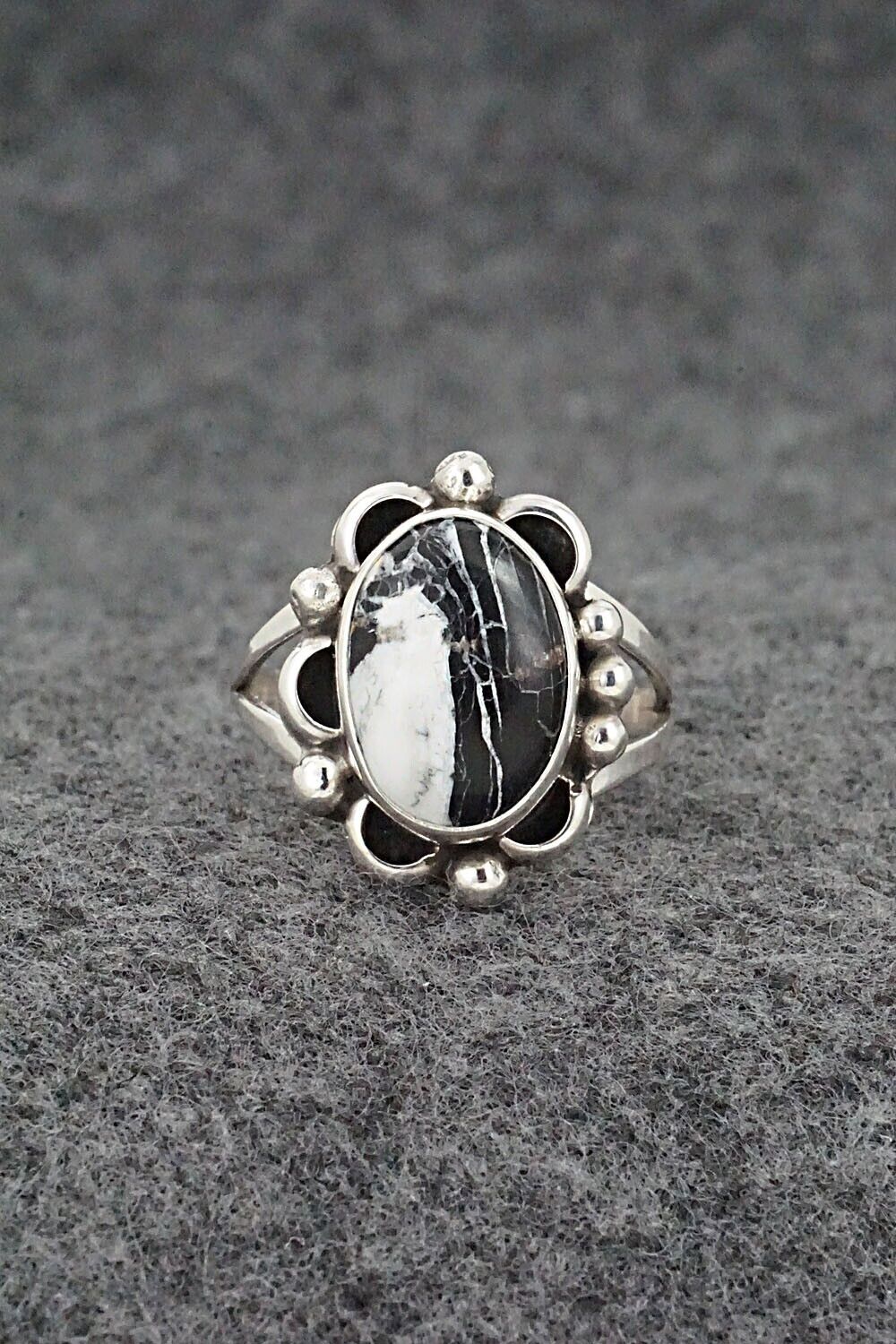 White Buffalo & Sterling Silver Ring - Priscilla Smith - Size 7.75