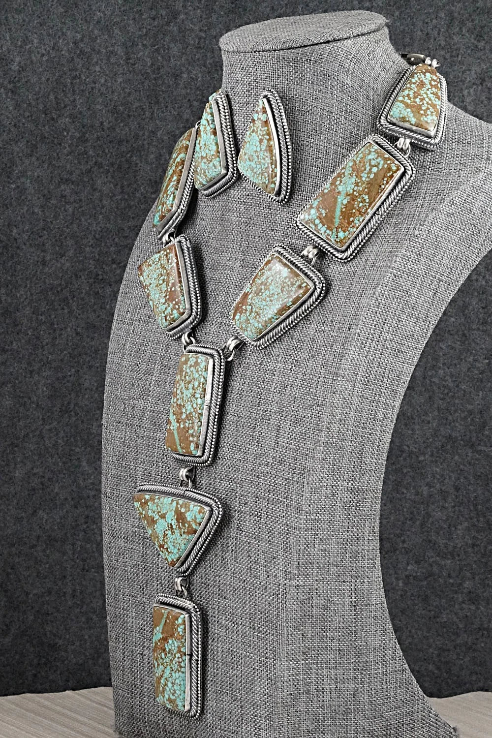 Turquoise & Sterling Silver Necklace and Earrings Set - Darrin Livingston