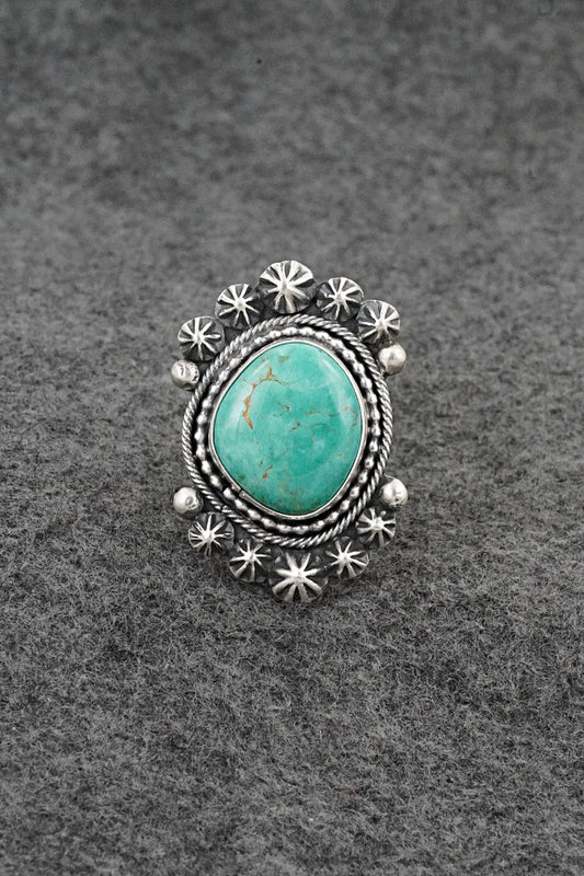 Turquoise & Sterling Silver Ring - Cordell Platero - Size Adjustable
