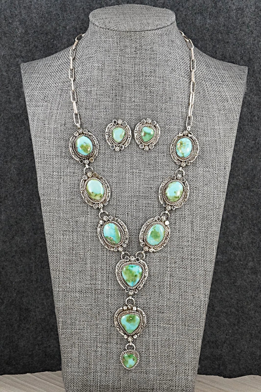 Turquoise & Sterling Silver Necklace and Earrings Set - Phil Nez