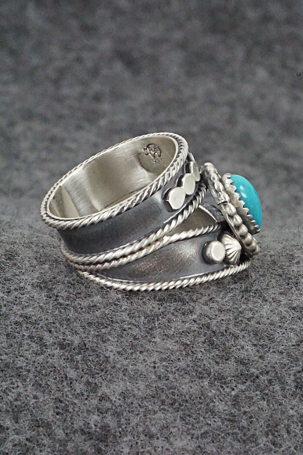 Turquoise & Sterling Silver Ring - Tom Lewis - Size 10