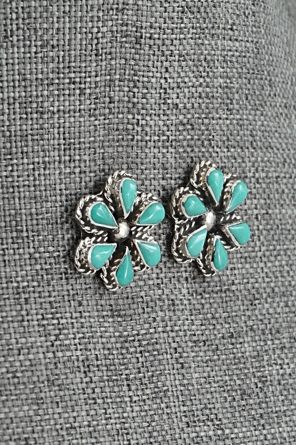 Turquoise & Sterling Silver Earrings - Carol Lateyice