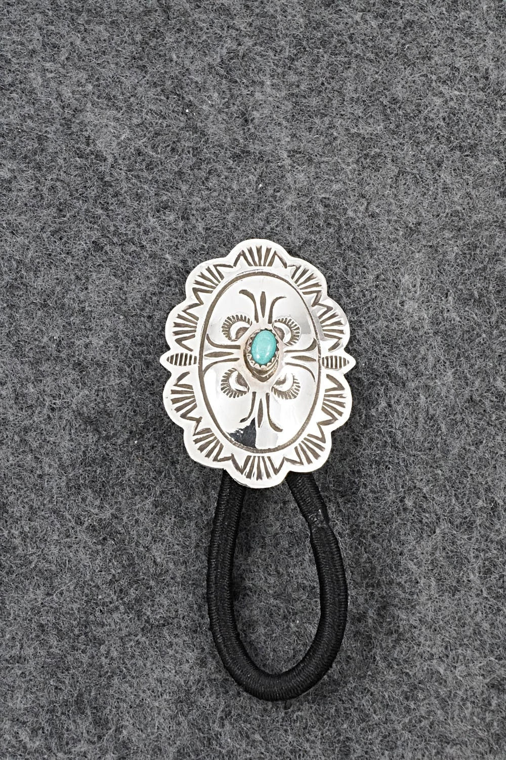 Turquoise & Sterling Silver Hair Tie - Bertha Begay