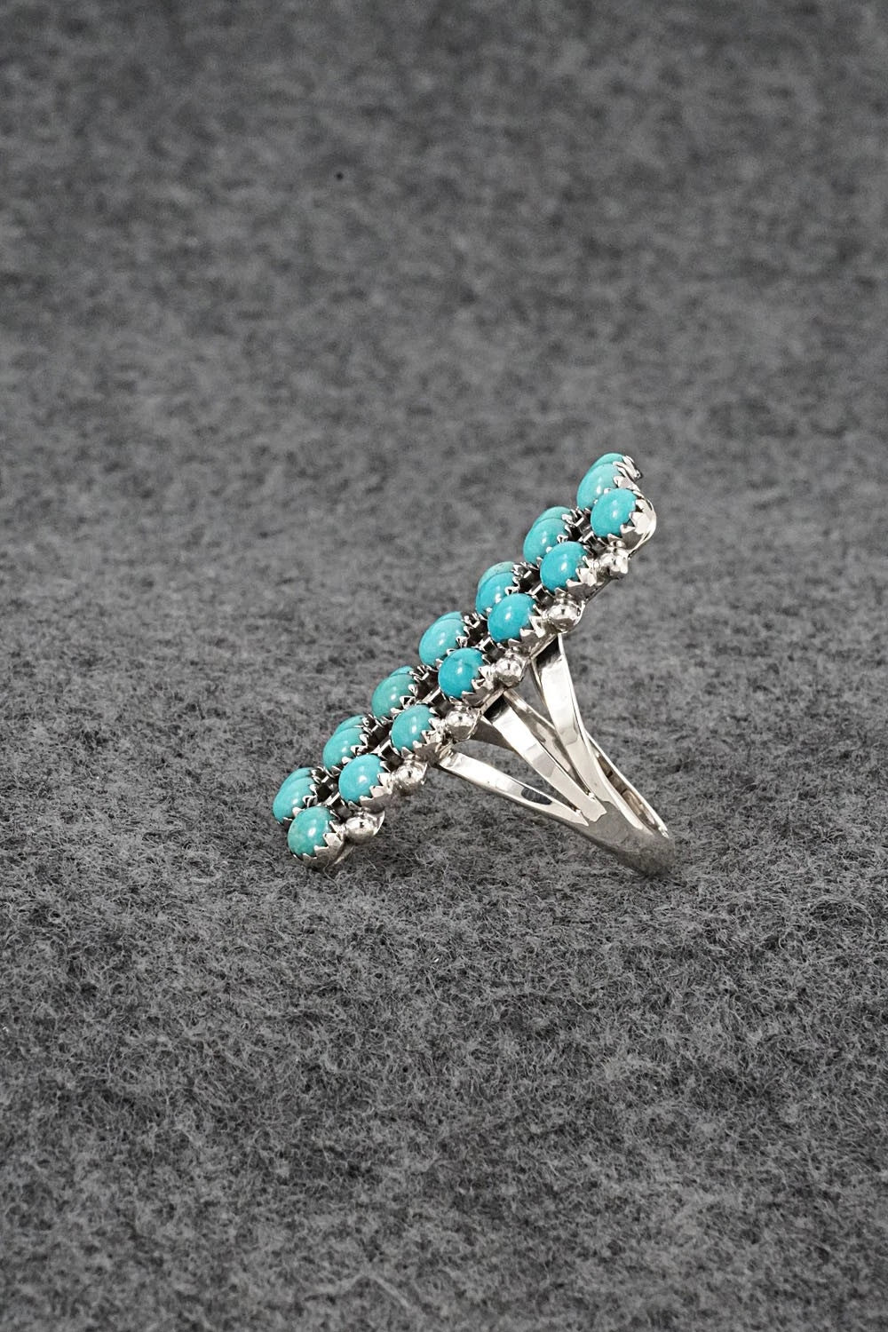 Turquoise & Sterling Silver Ring - Kenny Lonjose - Size 7.5