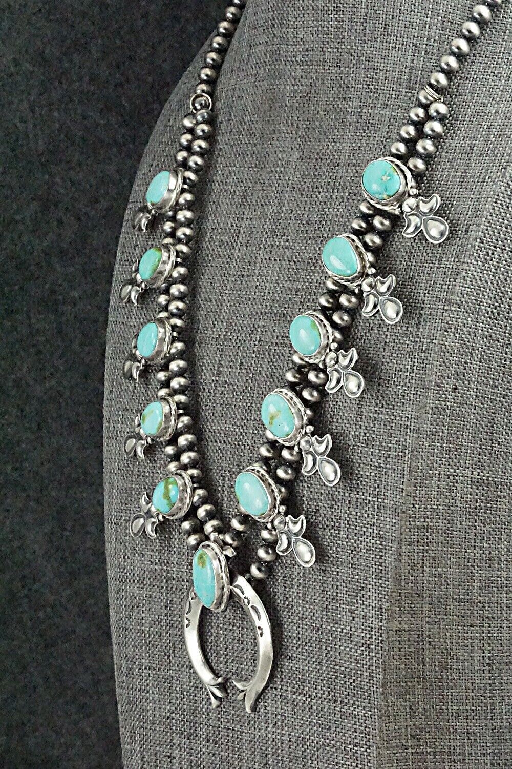 Turquoise & Sterling Silver Squash Blossom Set - Adrienne Gordon