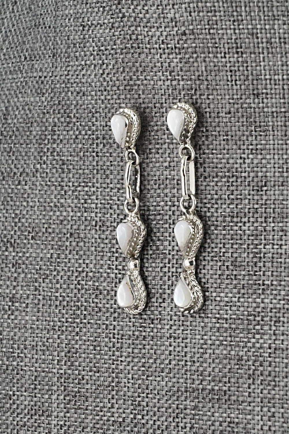 Mother of Pearl & Sterling Silver Earrings - Carol Lateyice