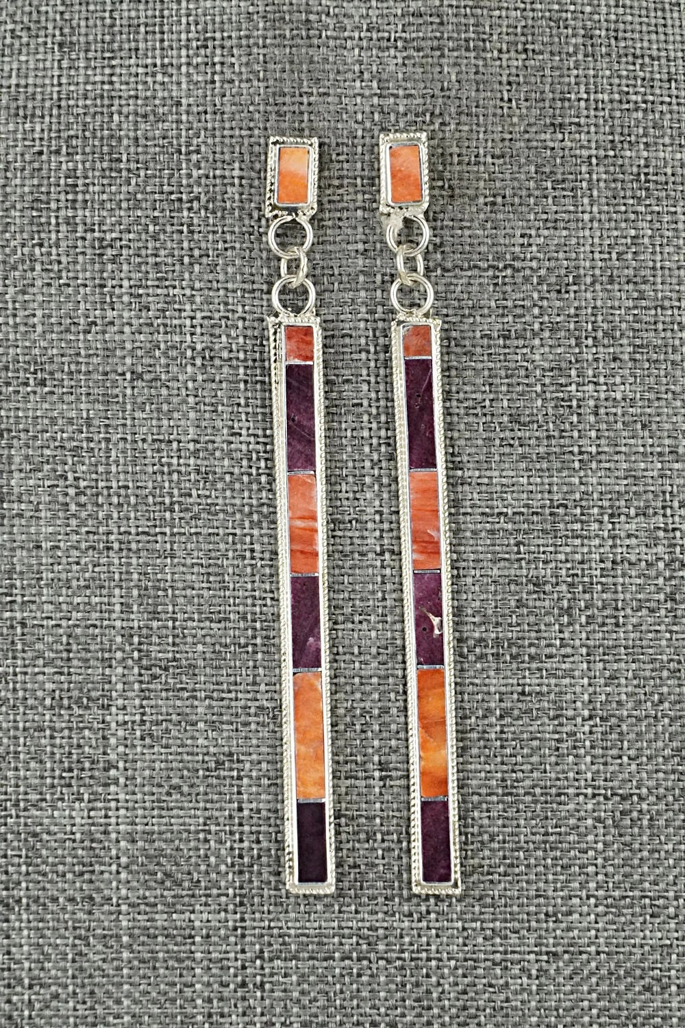 Spiny Oyster & Sterling Silver Earrings - Ricky Booqua