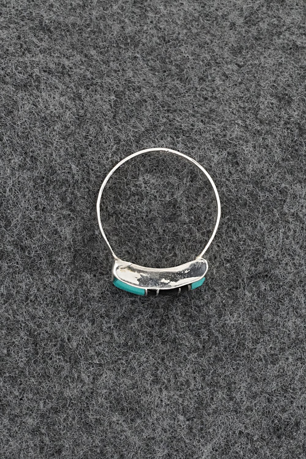 Turquoise, Onyx & Sterling Silver Inlay Ring - Ola Eriacho - Size 8
