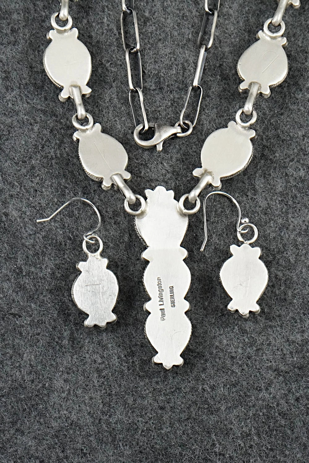 Turquoise & Sterling Silver Necklace and Earrings Set - Paul Livingston