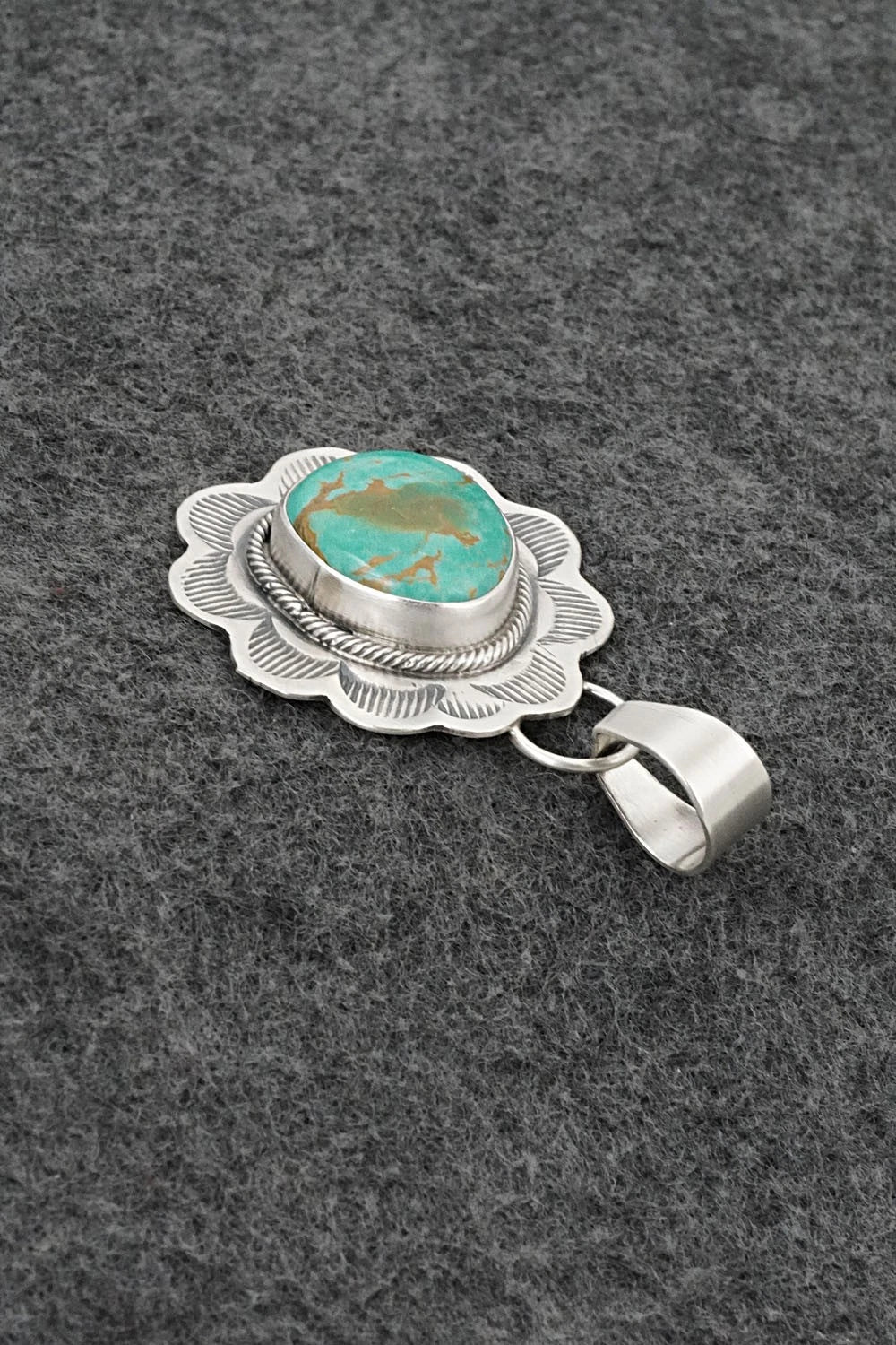 Turquoise & Sterling Silver Pendant - Cordell Platero
