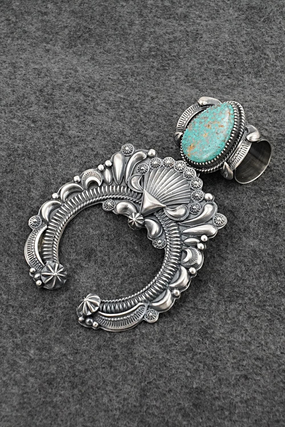 Turquoise & Sterling Silver Naja Pendant - Delbert Gordon