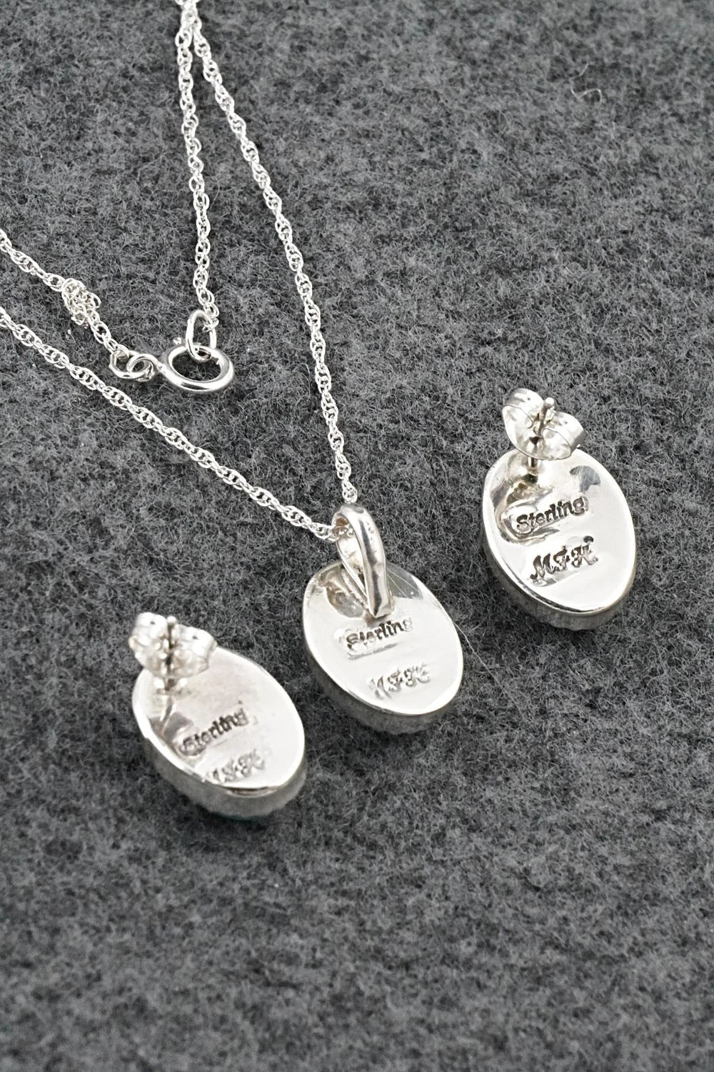 Turquoise & Sterling Silver Necklace Set - Murray Hannaweeka