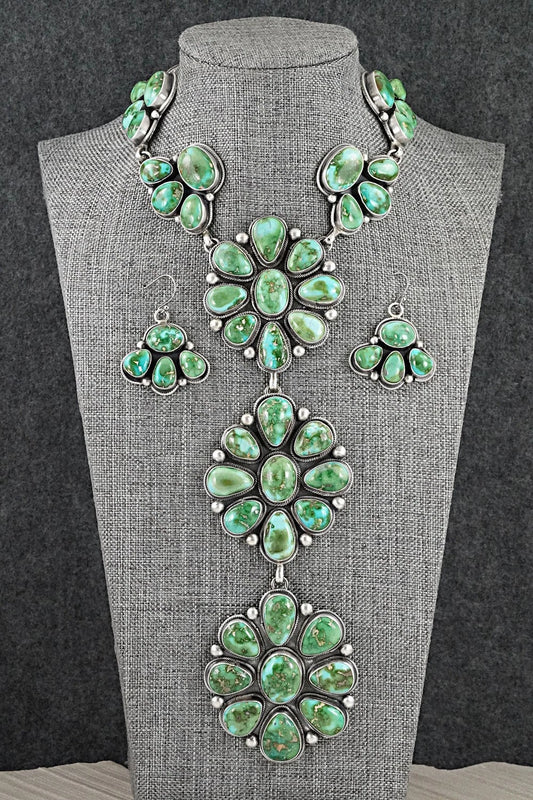 Turquoise & Sterling Silver Necklace and Earrings Set - Paul Livingston