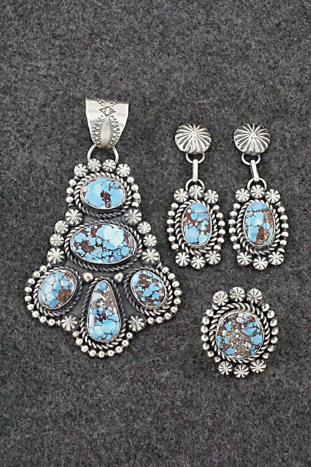 Turquoise & Sterling Silver Pendant, Ring and Earrings Set - Jeff James