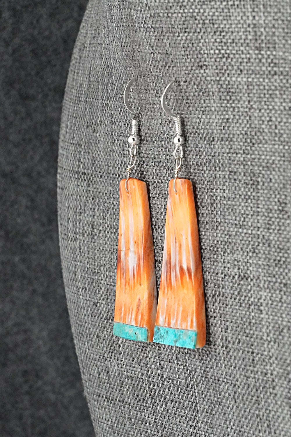 Spiny Oyster, Turquoise & Sterling Silver Earrings - Louise Pete