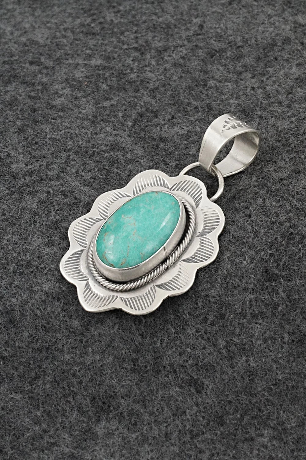 Turquoise & Sterling Silver Pendant - Cordell Platero