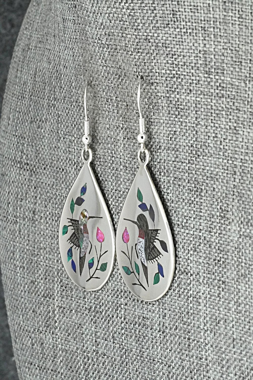 Multi-Stone Inlay & Sterling Silver Earrings - Raymond Boyd