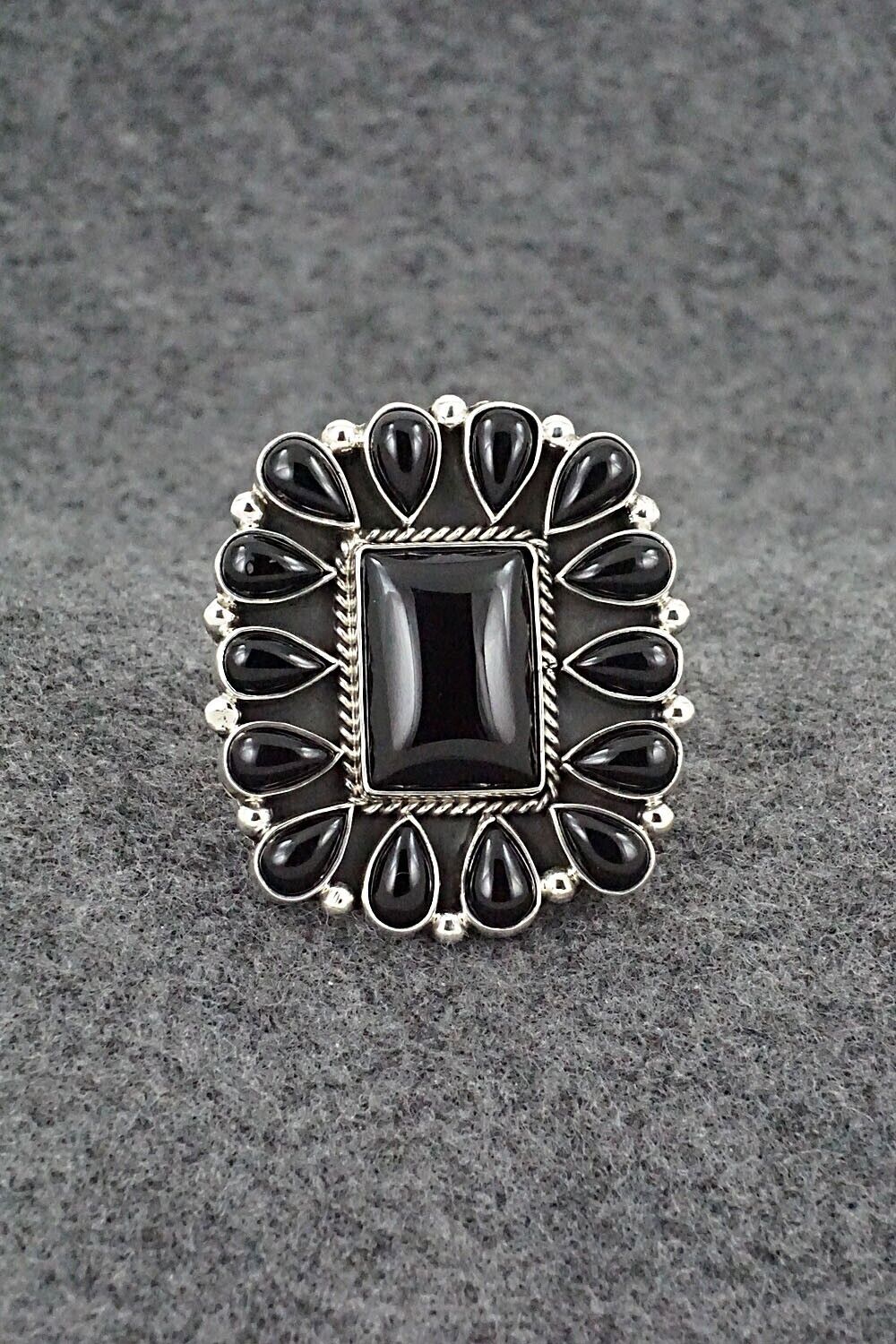 Onyx & Sterling Silver Ring - Verley Betone - Size 8.5