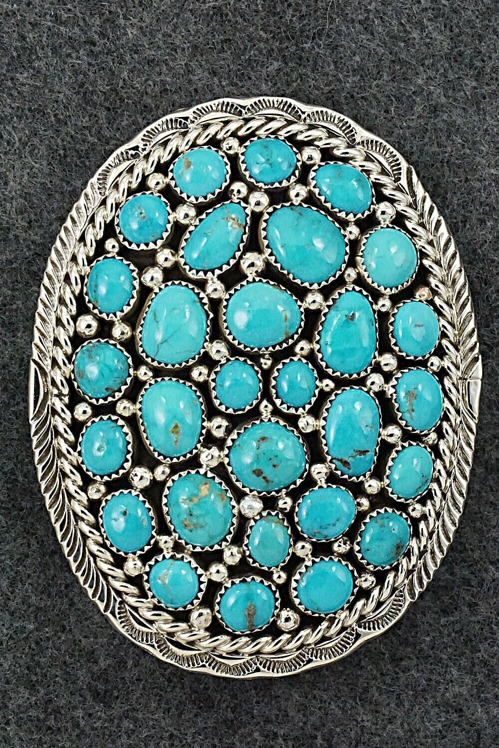 Turquoise & Sterling Silver Belt Buckle - Marlene Haley