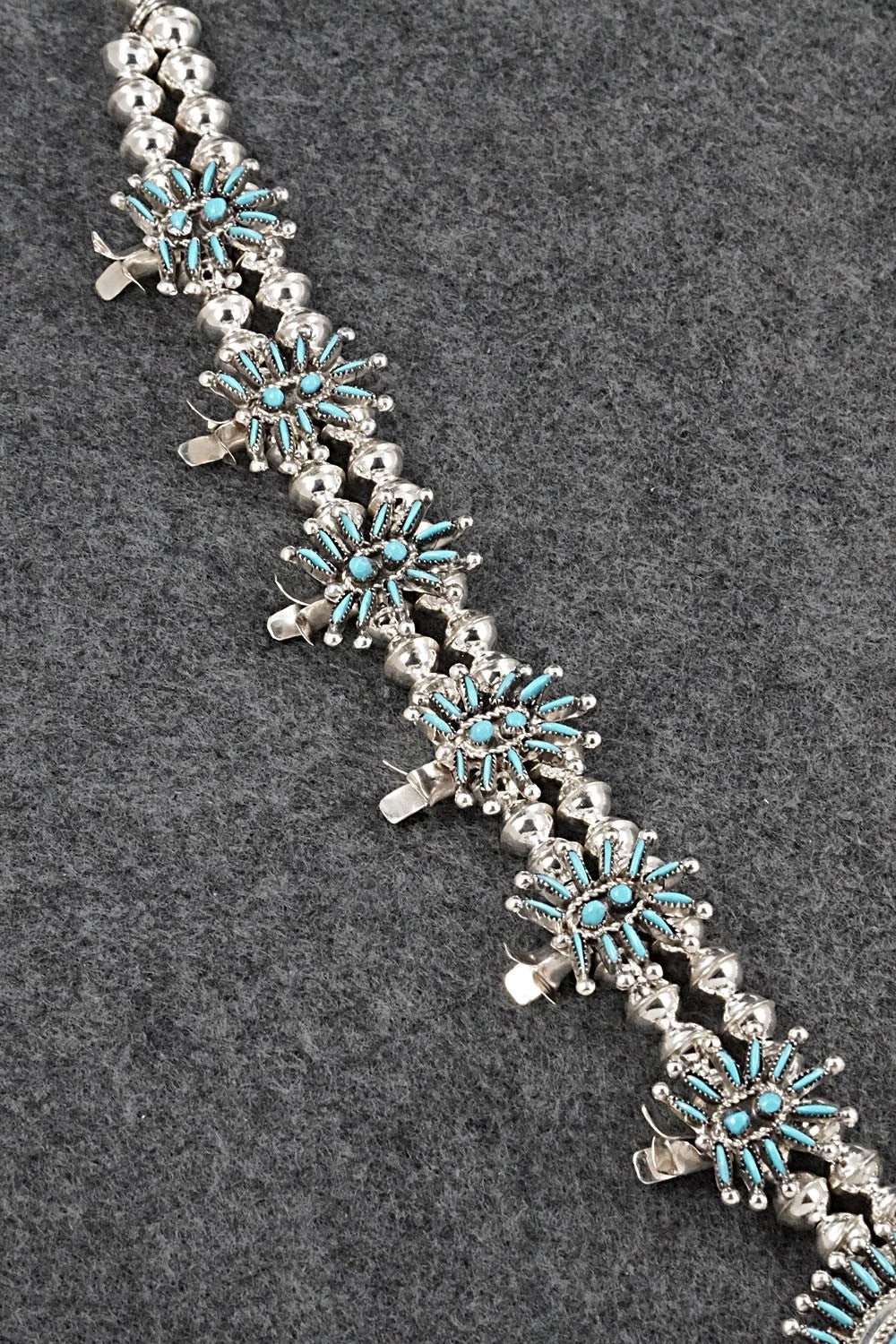 Turquoise & Sterling Silver Squash Blossom Set - Lorna Mahkee