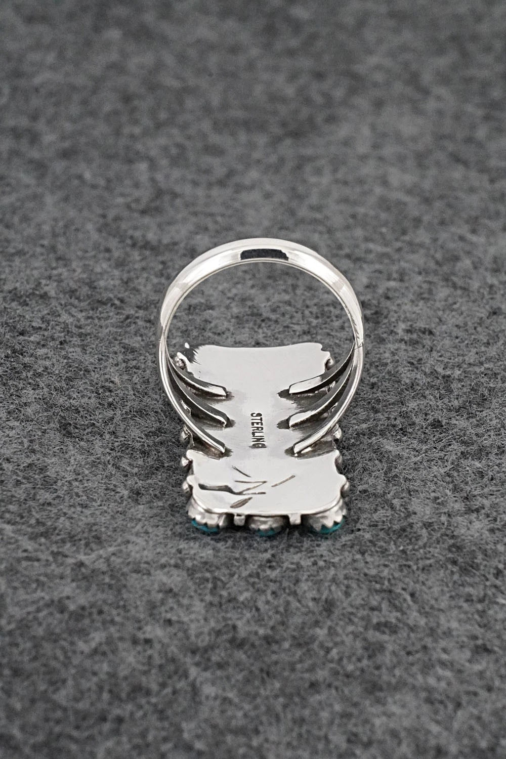 Turquoise & Sterling Silver Ring - Kenny Lonjose - Size 8