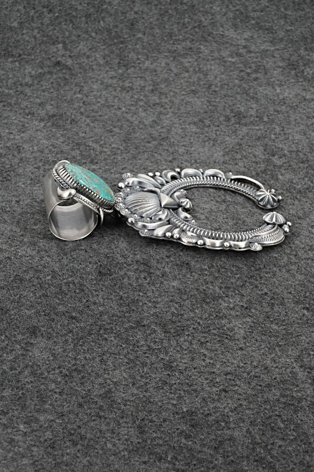 Turquoise & Sterling Silver Naja Pendant - Delbert Gordon