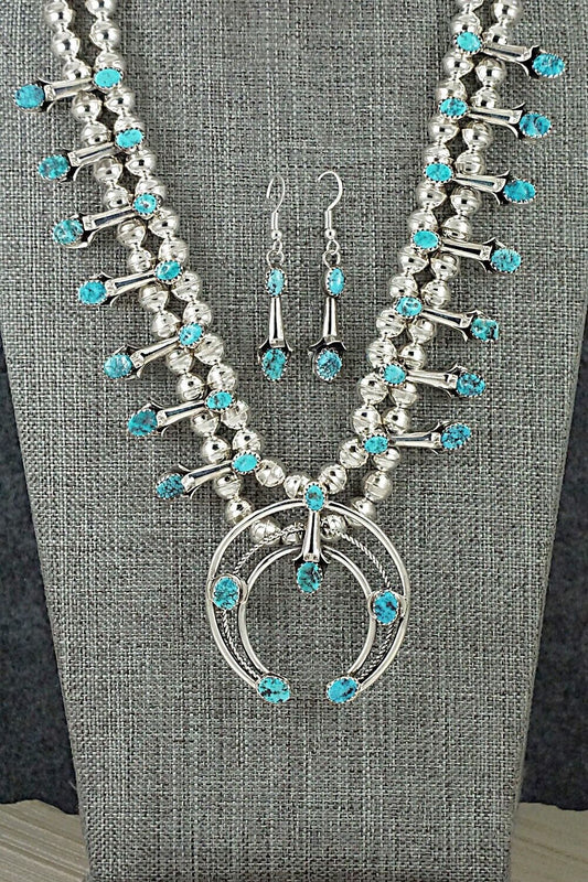 Turquoise & Sterling Silver Squash Blossom Set - Phil Garcia