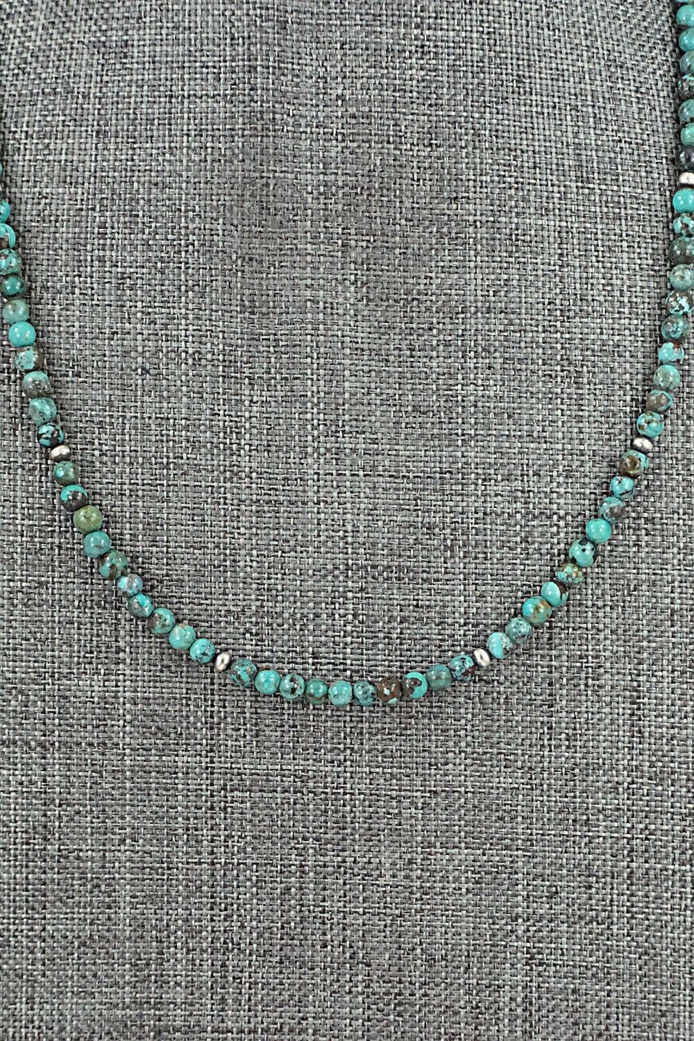 Turquoise & Sterling Silver Necklace 18" - Doreen Jake