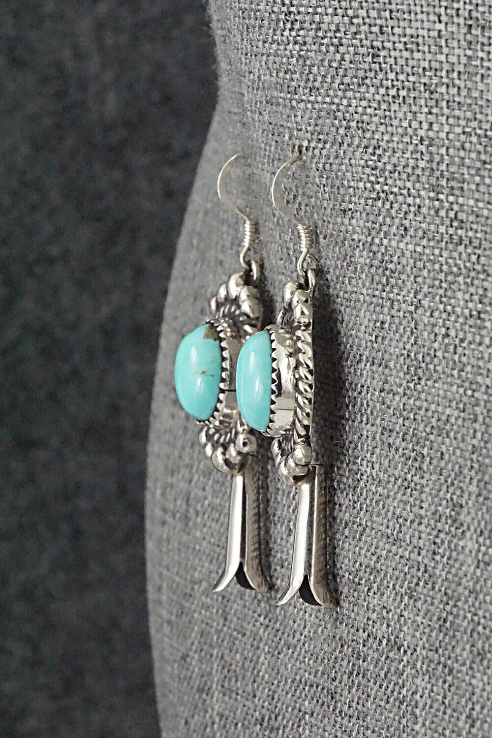 Turquoise & Sterling Silver Earrings - Vernon Johnson